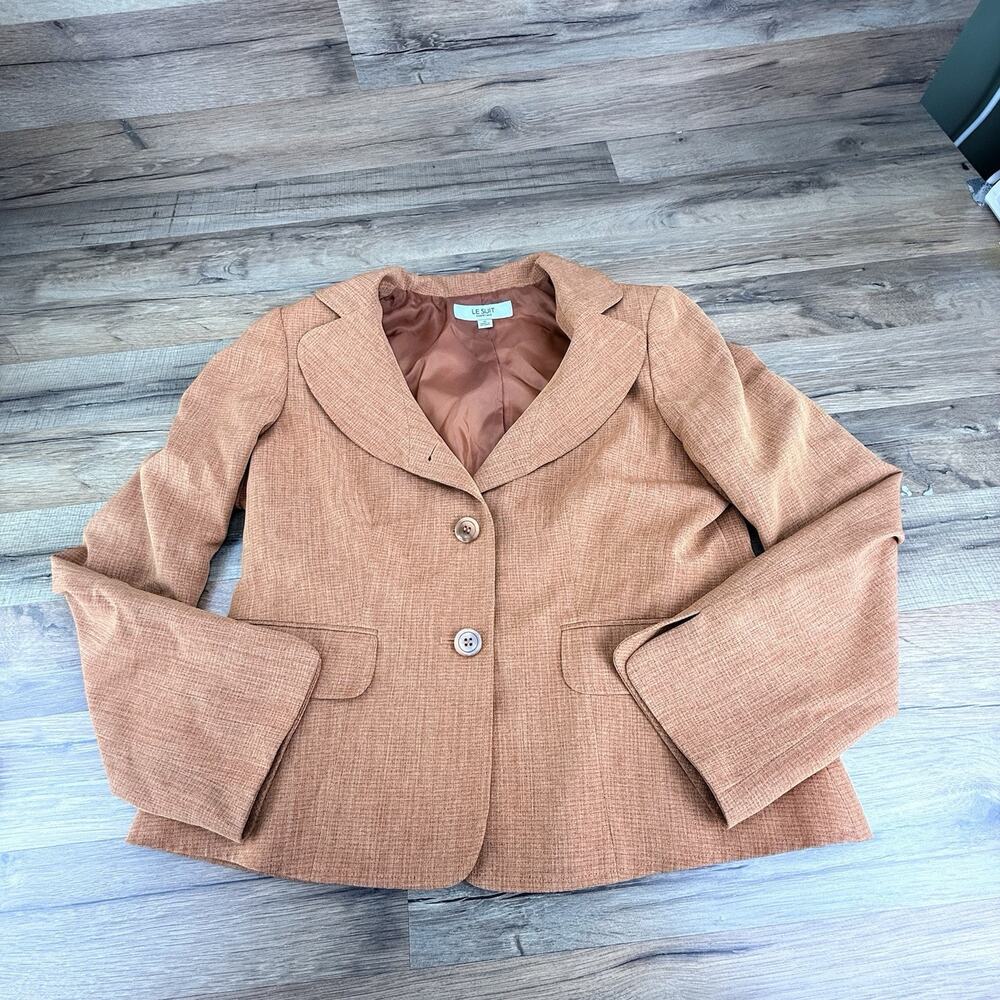 Le Suit Women’s 12 Orange Blazer Button Twill Long Sleeves